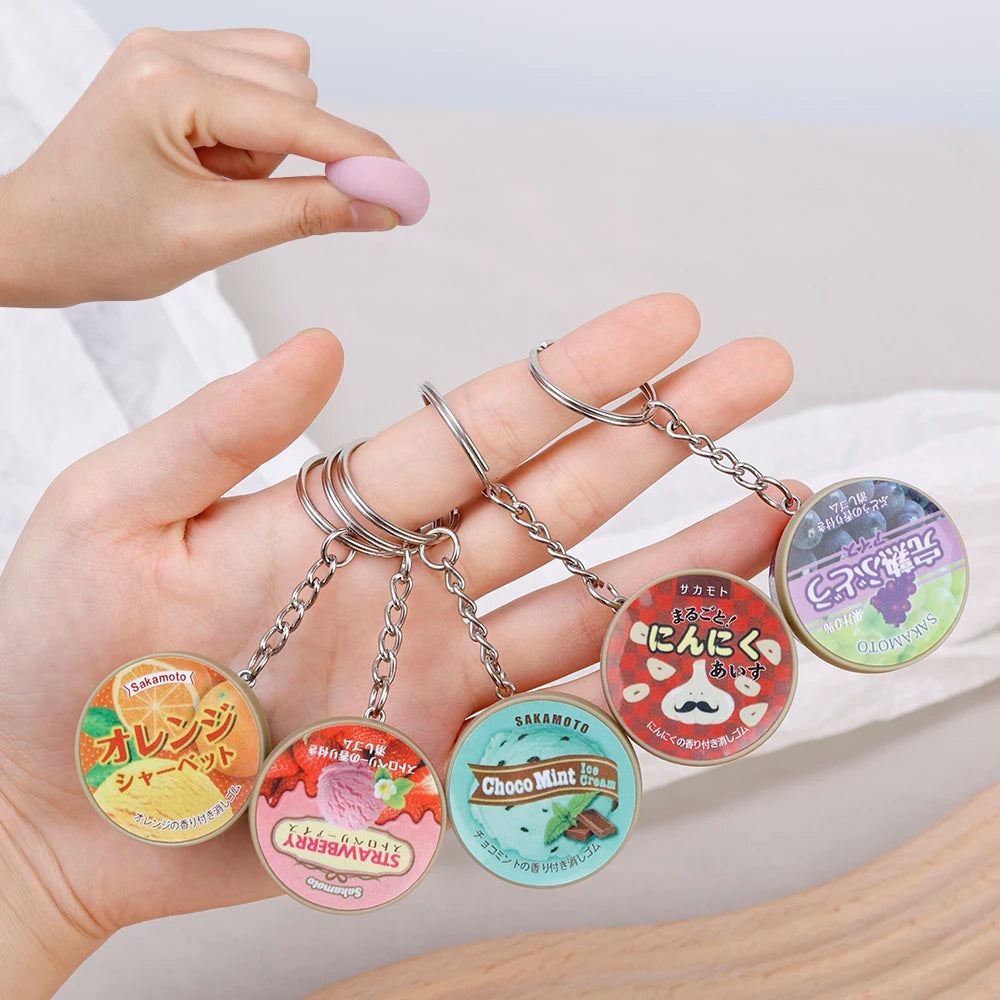 Porte-clés miniature glace japonaise - parfums garlic, mint, grape, vanilla