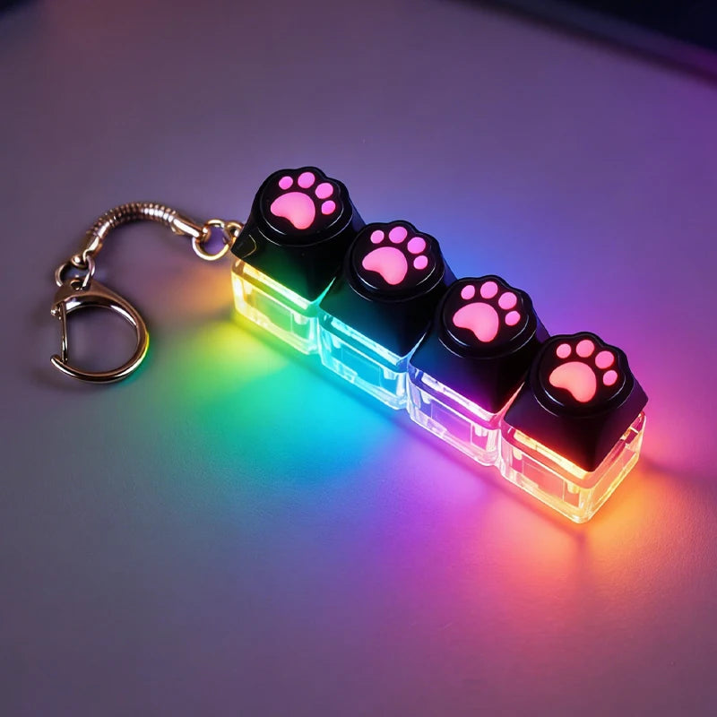 Porte-clés LED clavier pattes de chat - gros plan LED