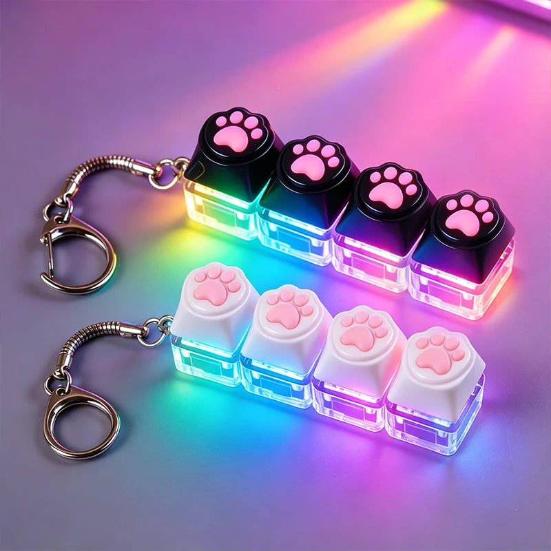 Porte-clés LED clavier pattes de chat - porté