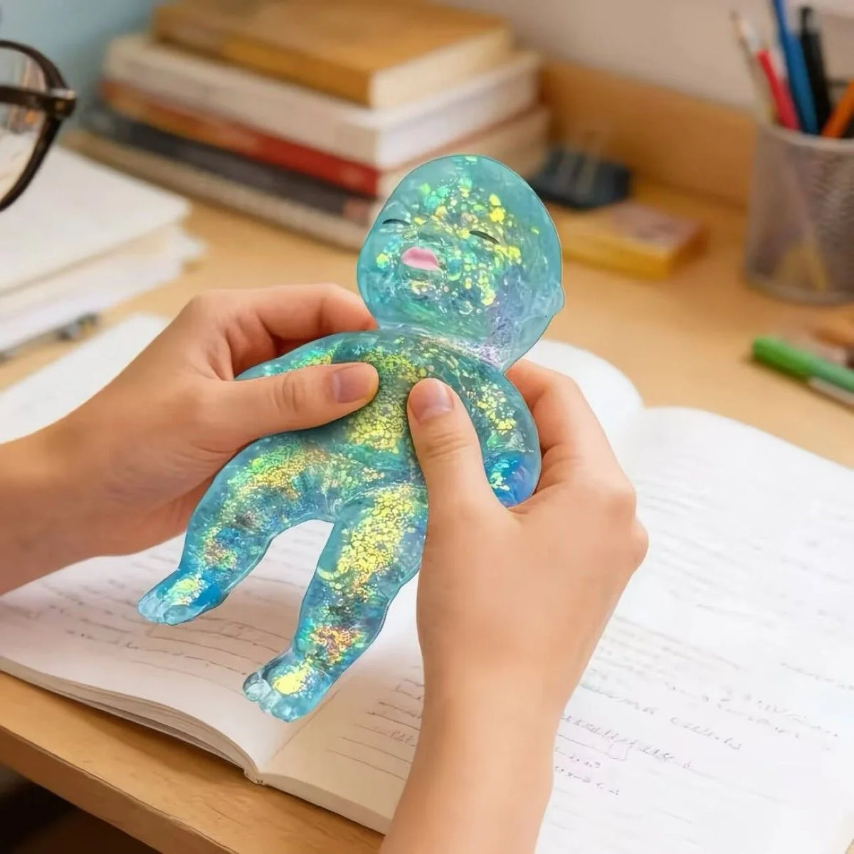 Poupée bébé squishy pailletée anti-stress